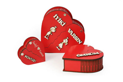 Kişiye Özel 3'lü Kalpli Kutu